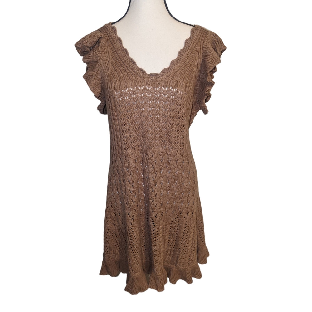 ASOS Miss Selfridge Crochet Mini Dress (Size: L 10/12) - Picture 2 of 13